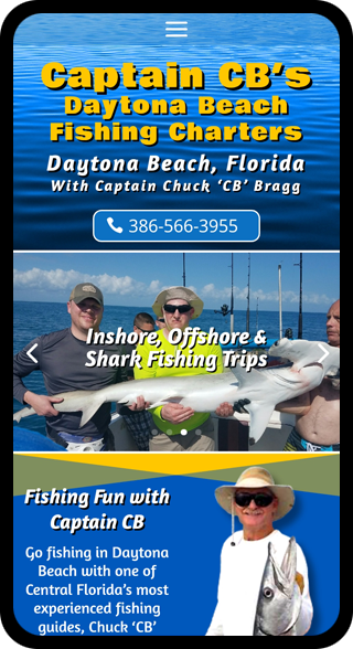 Website design for Captain CB Fishing Charters in Daytona Beach, Florida