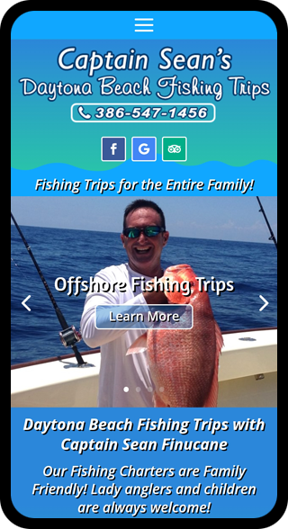 Website design for Captain Sean Fishing Trips in Daytona Beach, Florida