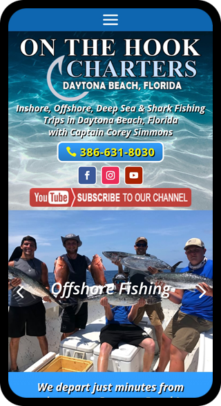 Website design for On The Hook Charters in Daytona Beach, Florida