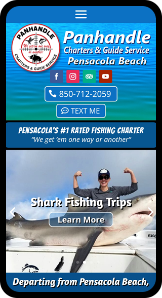 Website design for Panhandle Charters in Pensacola Beach, Florida