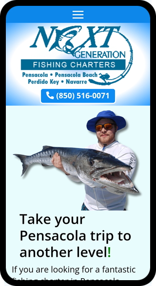 Website design for Daytona Beach Fishing Charters in Daytona Beach, Florida