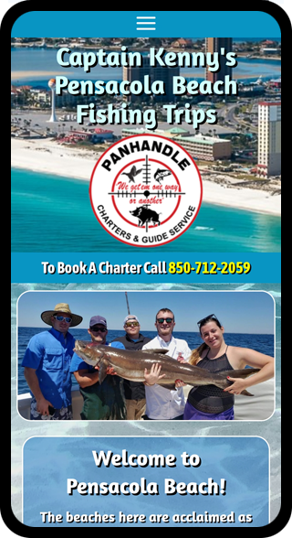 Website design for Captain Ron Fishing Adventures in Daytona Beach, Florida