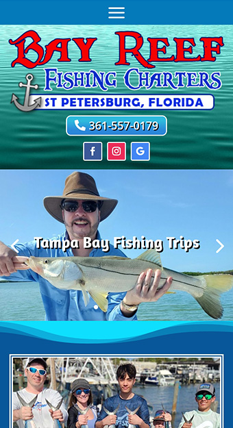 Website design for Bay Reef Fishing Charters in St Petersburg, Florida
