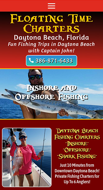 Website design for Floating Time Charters in Daytona Beach, Florida