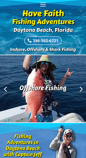 Website design for Have Faith Fishing Charters in Daytona Beach, Florida