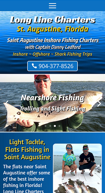 Website design for Longline Fishing Charters in St Augustine, Florida
