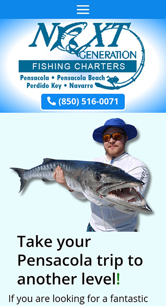 Website design for Next Generation Fishing Charters in Pensacola, Florida