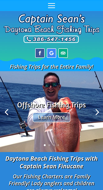 Website design for Captain Sean's Daytona Beach Fishing Trips